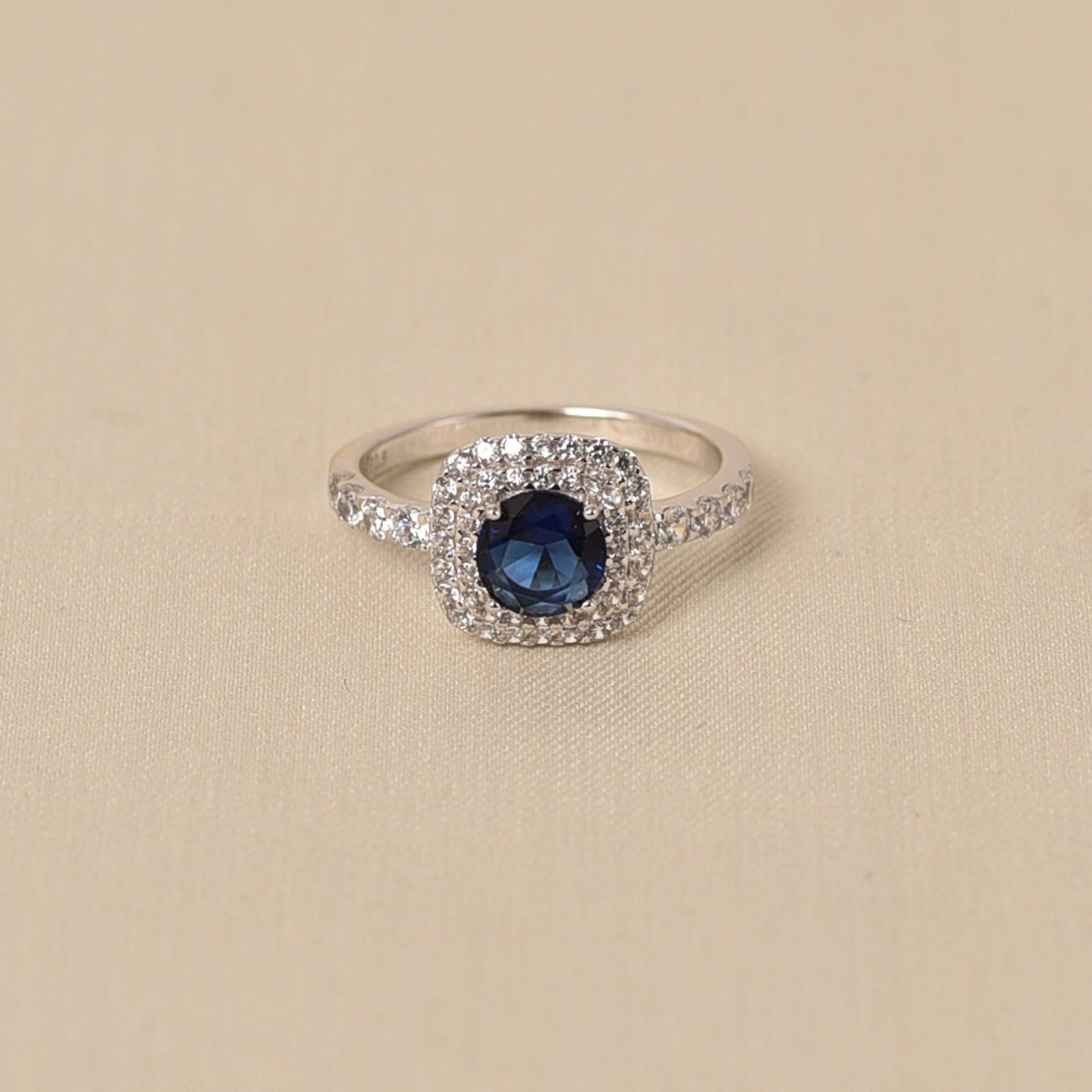 Handcrafted 925 Silver Blue Crystal Ring for Women - Elyta
