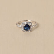 Handcrafted 925 Silver Blue Crystal Ring for Women - Elyta