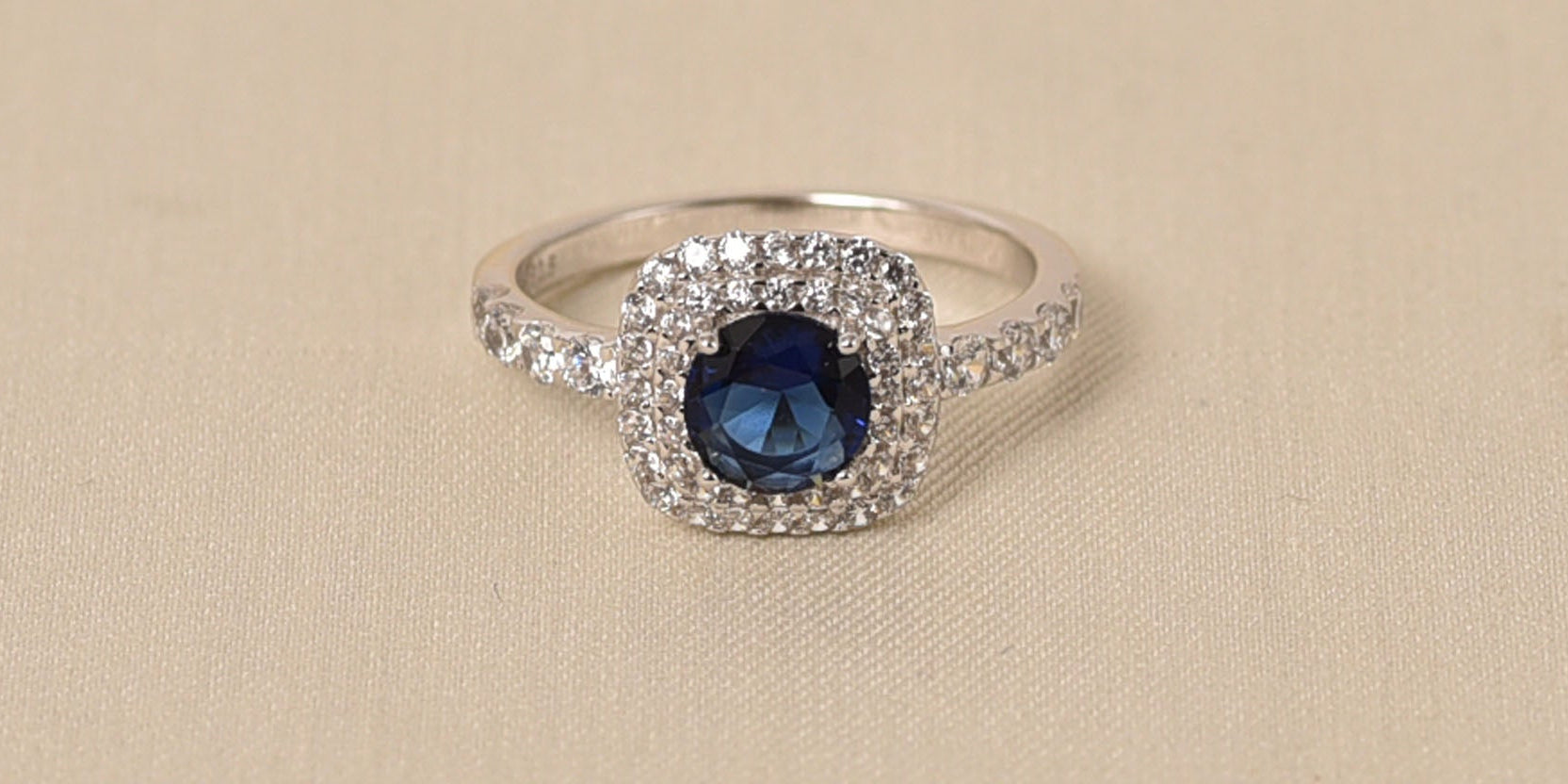 Handcrafted 925 Silver Blue Crystal Ring for Women - Elyta