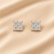 925 Silver 4 Square Diamond Earrings