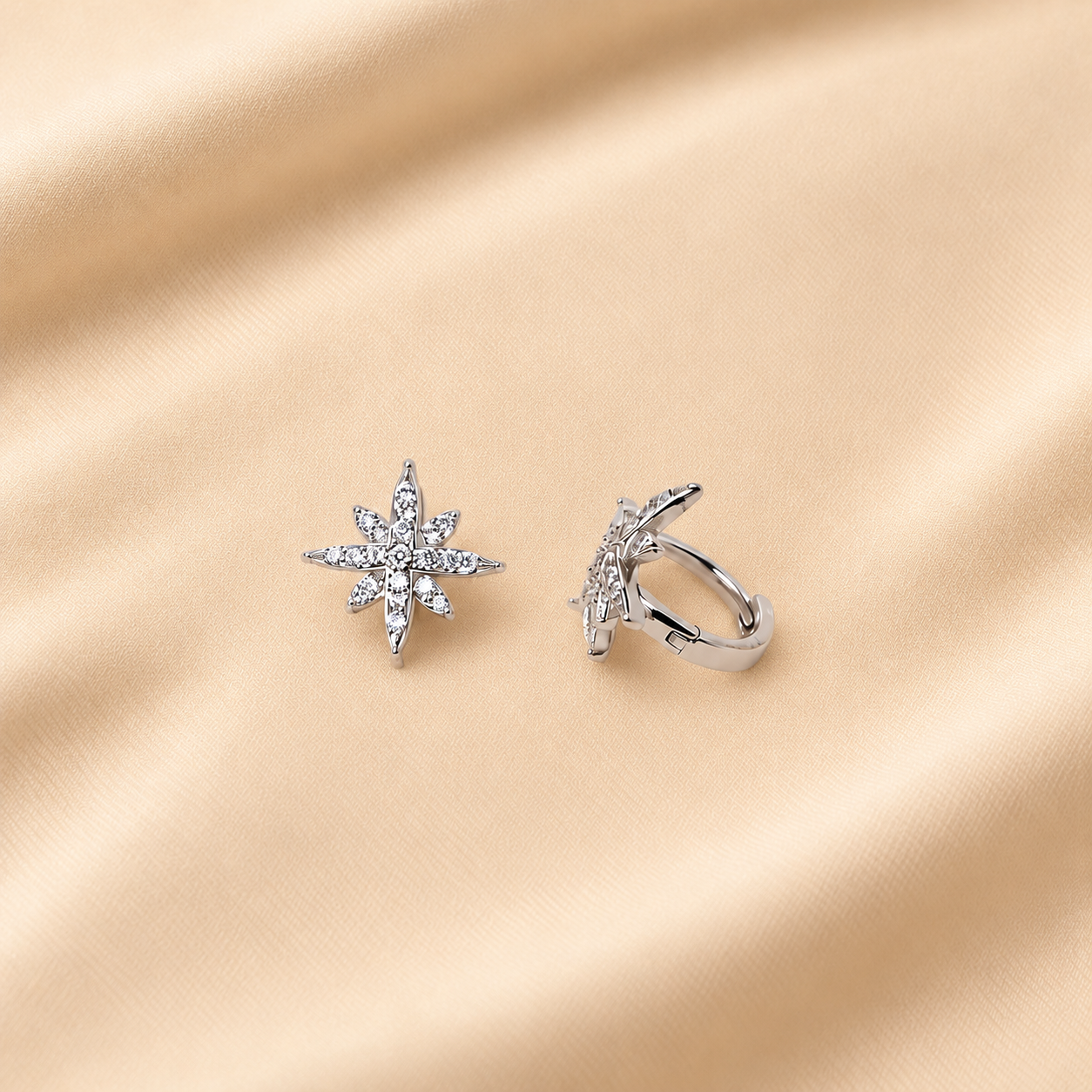 Silver Sterling  Dreamy Flower Hoop Earring
