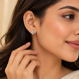 Silver Sterling  Dreamy Flower Hoop Earring