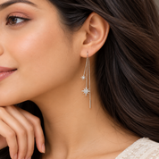 Silver Starburst Threader Earrings