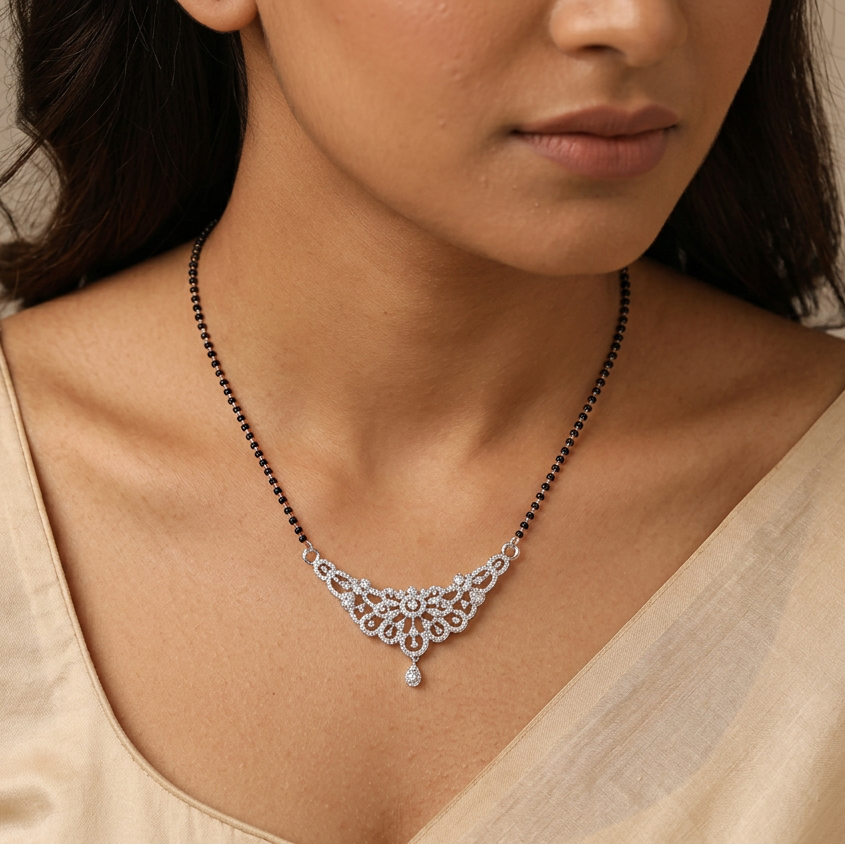 Best Lightweight Silver  Mangalsutra by Elyta