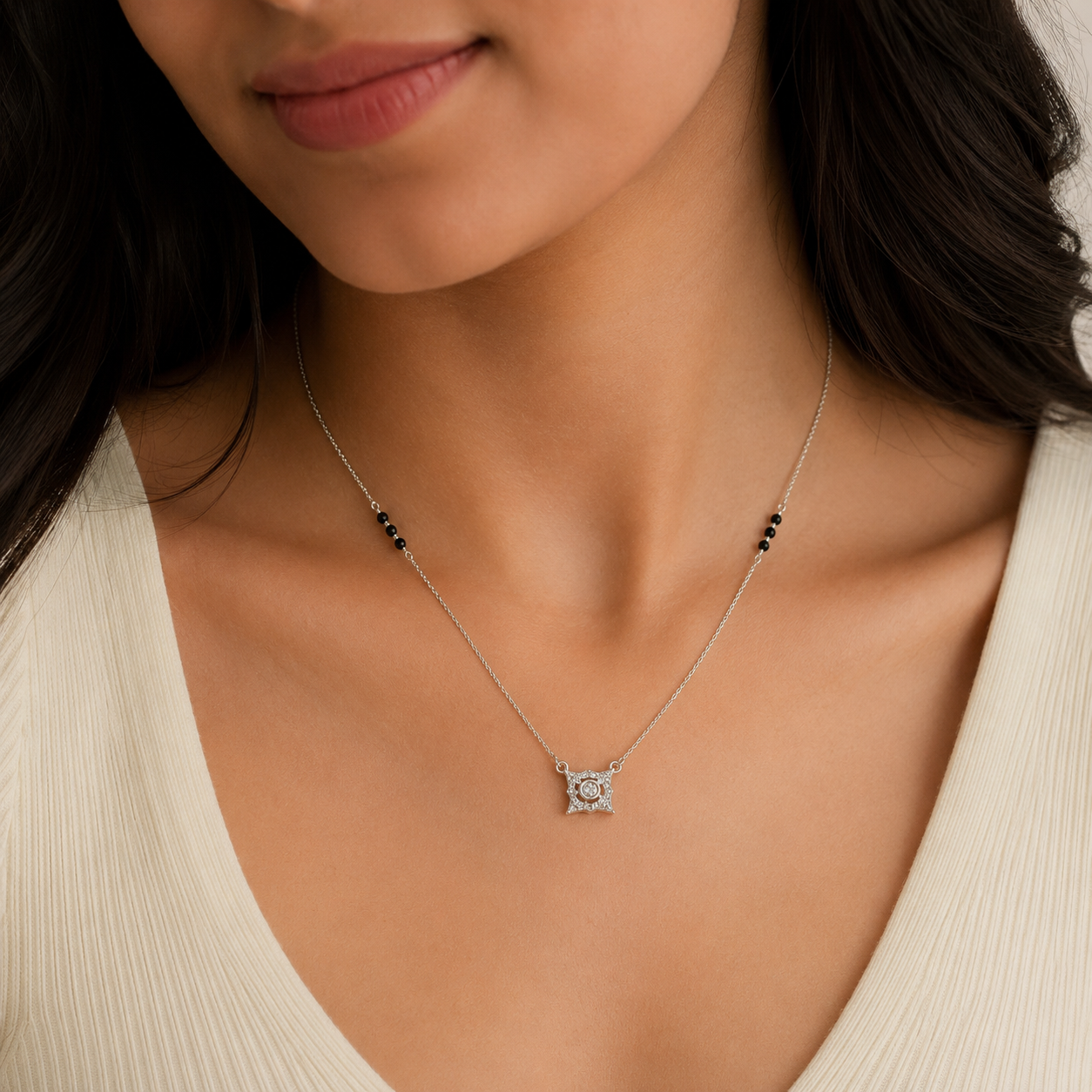 925 Silver Black Beaded Mangalsutra Anniversary Gift for Her by Elyta