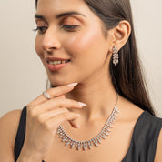 Handcrafted and Brilliance Diamond cut 925 Silver Necklace Set for Wedding by Elyta