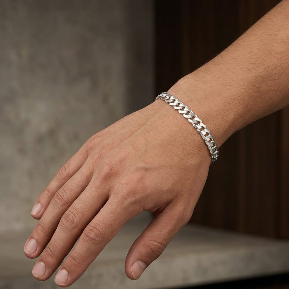 Silver Jackie Mens Bracelet