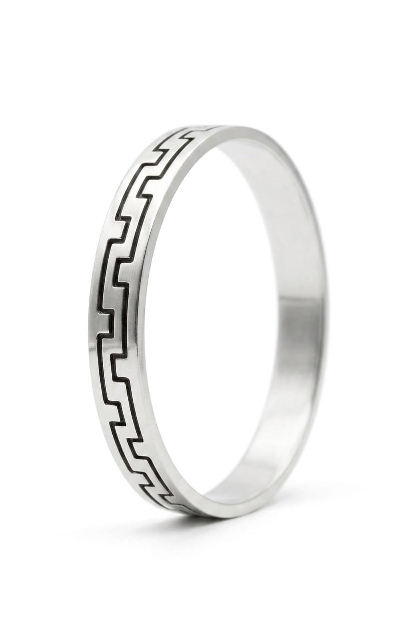 Silver Black Lining Mens Kada