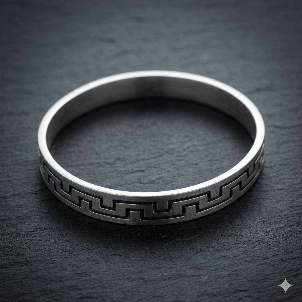 Silver Black Lining Mens Kada