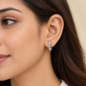925 Silver Heart Diamond Hoops