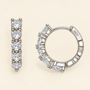 925 Silver Heart Diamond Hoops