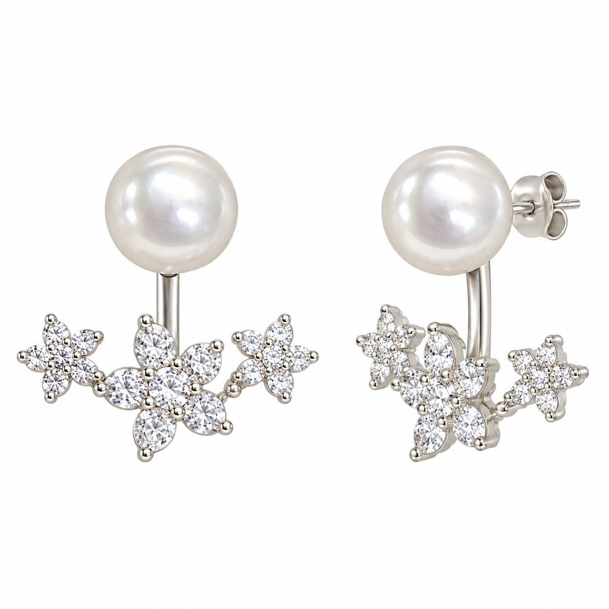 925 Silver Two in One Flower Earrings