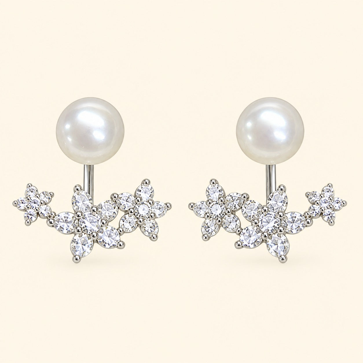 925 Silver Two in One Flower Earrings