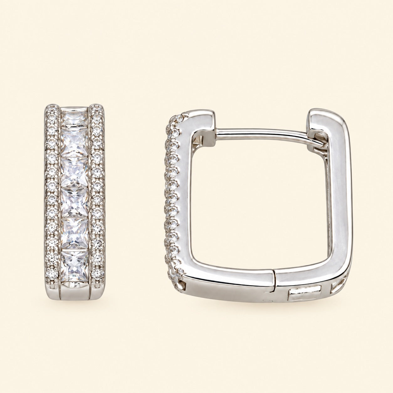 Sterling Palak square Diamond Earring