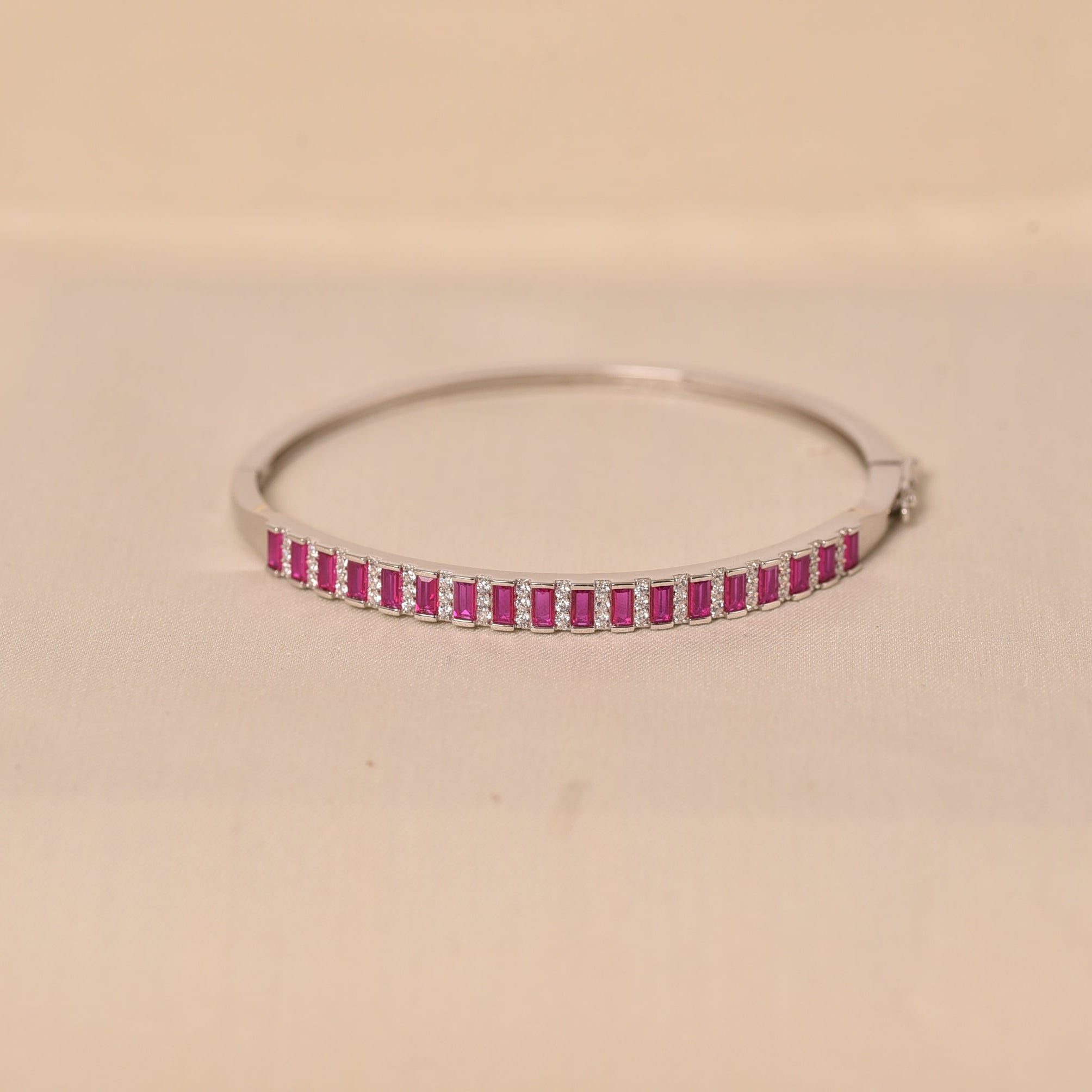 925 Silver Pink Diamond Festive Bracelet Kada for Girls by Elyta
