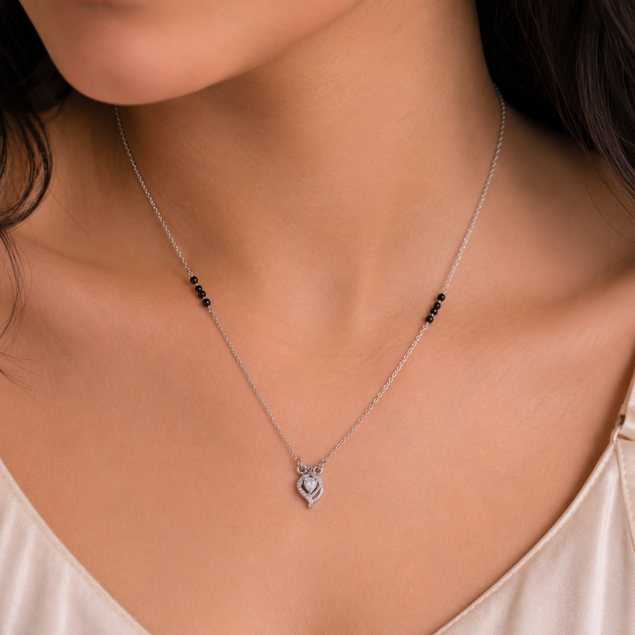 Fancy Mangalsutra in Silver by Elyta