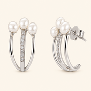 Triple Pearl Cluster Stacking Earring