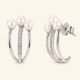 Triple Pearl Cluster Stacking Earring