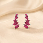 Silver Dot Sprig -Pink Earring