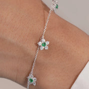 Flower Charm Bracelet -Dark Green