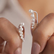 Pearl & Diamond Silver Cuff Earring